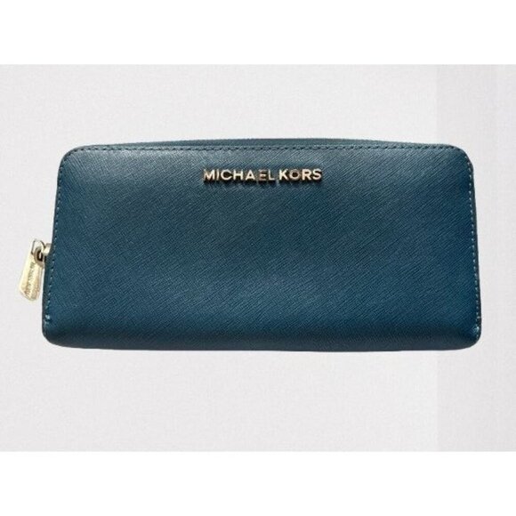 Michael Kors Blue and Gold Saffiano Leather Wallet - Picture 1 of 8